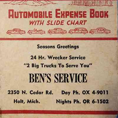 Ben's Service, Holt, Mich., Automobile Expense Book