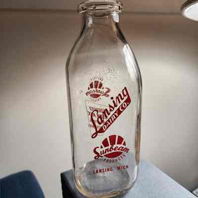 Lansing Dairy Co. Square Pyro Quart Bottle