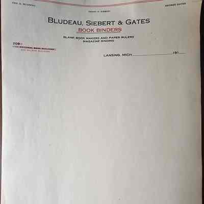 Bludeau, Siebert, & Gates Book Binders Stationery
