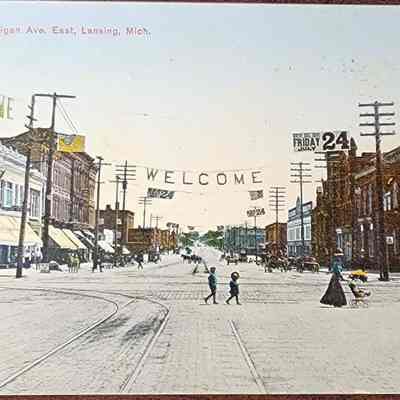 Michigan Ave. East, Lansing, Mich. Postcard