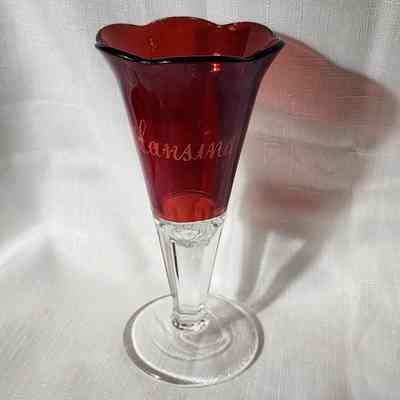 Lansing, Mich., Ruby Flashed Glass Souvenir Glass