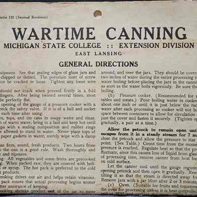 Wartime Canning, MSC Extension Bulletin, 1943