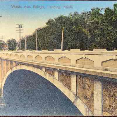 Wash. Ave. Bridge, Lansing, Mich. Postcard