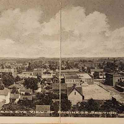 Bird's Eye View of Business Section, Clare, Mich., Double Postcard