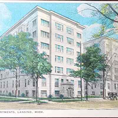 Porter Apartments, Lansing, Mich. Postcard