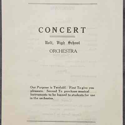 Concert, Holt High School Orchestra, c. 1928, Program