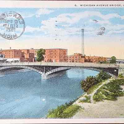 Michigan Avenue Bridge, Lansing, Mich. Postcard