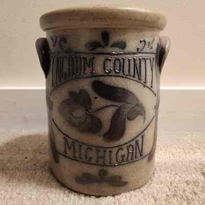 Ingham County Michigan Rockdale Stoneware Crock