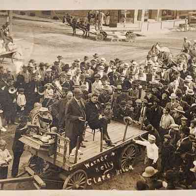Governor Fred Warner Campaign Speech, Clare, Mich., RPPC