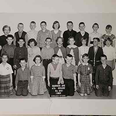 Barnes Ave. School, Fourth Grade Class, 1960, RPPC by Kowalski