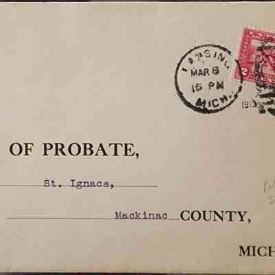 Lansing, Mich., 1913, Postal Cover, Judge of Probate Cover