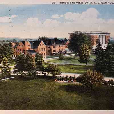 Bird's Eye View of M.A.C. Campus, Lansing, Mich., Postcard