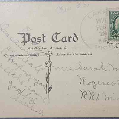 Farwell Postcard with Lake Postmark