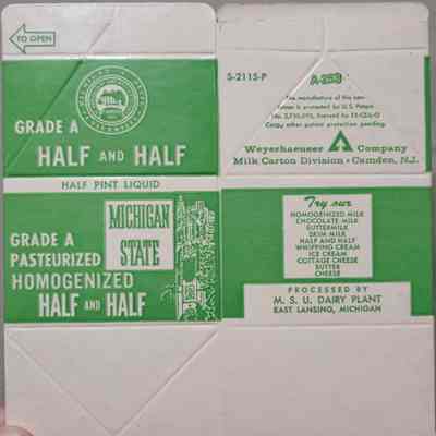 Michigan State Half and Half Half Pint Carton