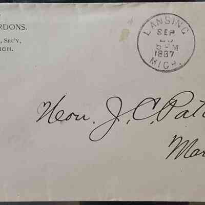Advisory Board of Pardons, Lansing, Mich., 1887, Postal Cover