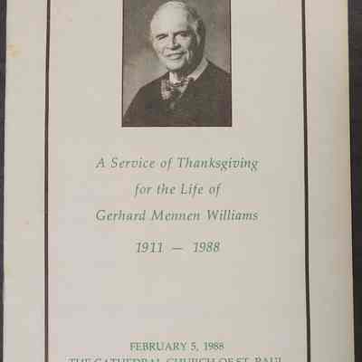 Gov. Williams Memorial Service Program
