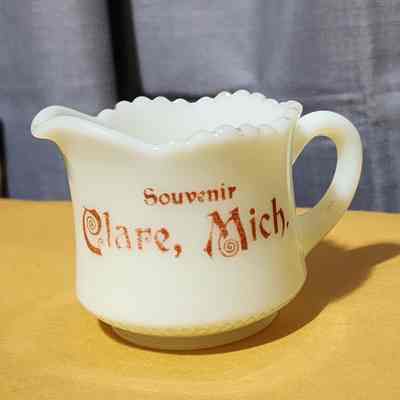 Clare, Mich., Custard Glass Souvenir Cup