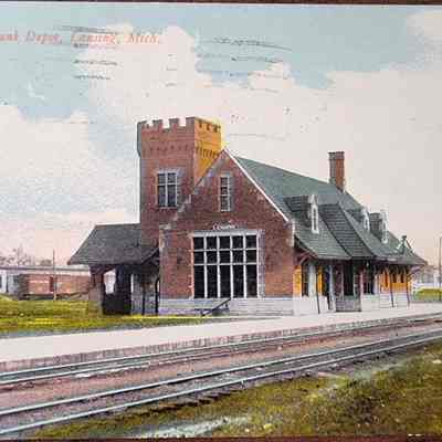 Grand Trunk Depot, Lansing, Mich. Postcard