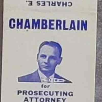 Chamberlain for Prosecuting Attorney Matchbook Cover