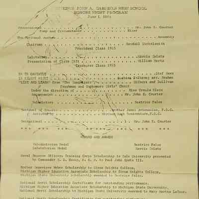 Gabriels High School 1965 Honors Night Program