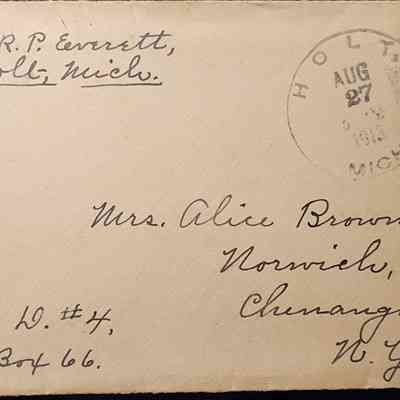 Holt, Mich., 1913, Postal Cover