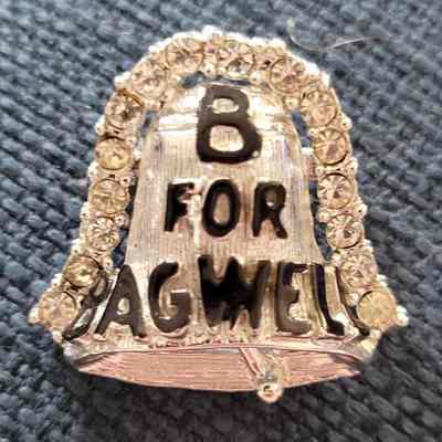 B for Bagwell Rhinestone Bell Brooch