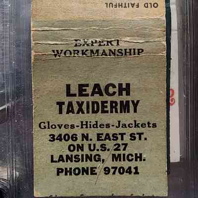 Leach Taxidermy, Lansing, Mich., Matchbook