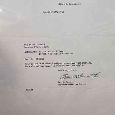 Holt Public Schools Letter Signed by Rex B. Smith