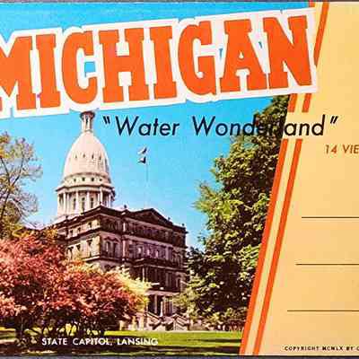 Michigan "Water Wonderland" Souvenir Folder Postcards