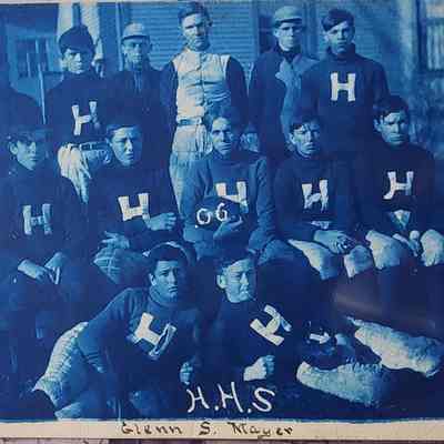 H.H.S. 1906 Football Team Cyanotype RPPC