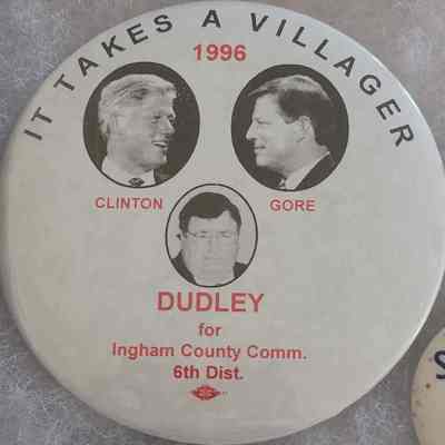 Clinton-Gore-Dudley Trigate Coattail Button