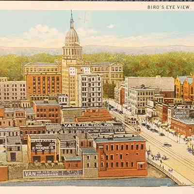Bird's Eye View, Lansing, Mich., Postcard
