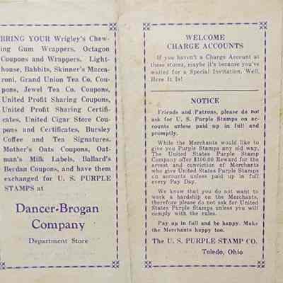 U.S. Purple Stamps Advisement, Dancer-Brogan Co.
