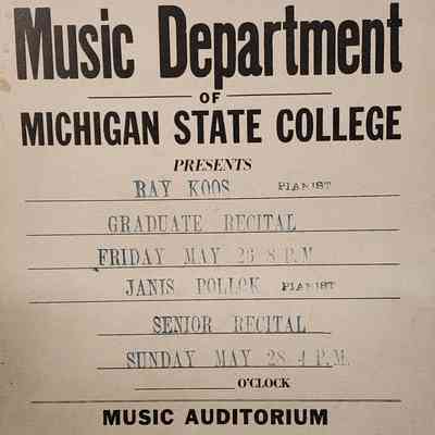 Music Department, MSC, Recital Poster, c. 1940s