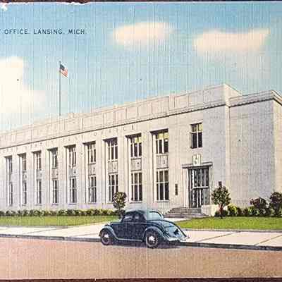 New U.S. Post Office, Lansing, Mich. Postcard