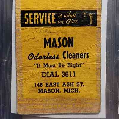 Mason Odorless Cleaners, Mason, Mich. Matchbook