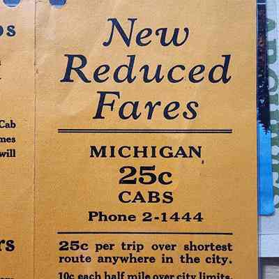 Michigan Cab Lansing Fare Pamphlet