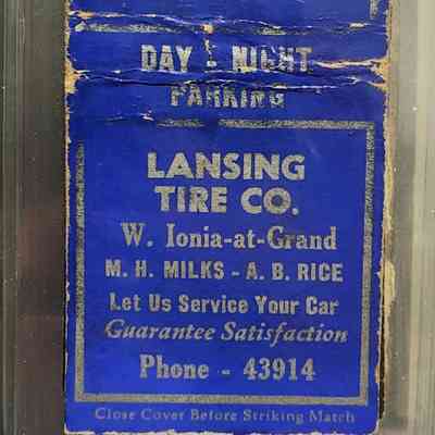 Lansing Tire Co. Matchbook