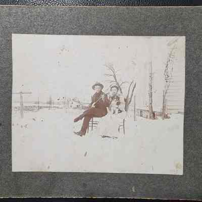 Couple in Winter Scene Card Photo