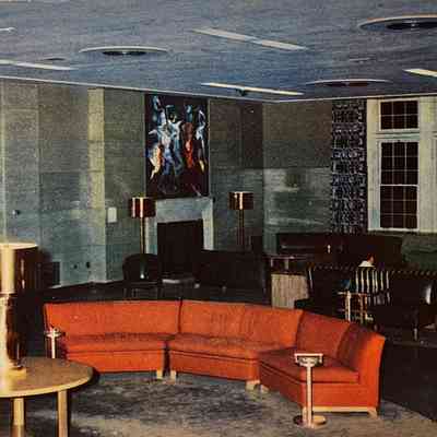 Main Lounge, Union Building, Michigan State College, East Lansing, Michigan, Postcard