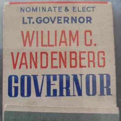William C. Vandenberg for Governor Matchbook