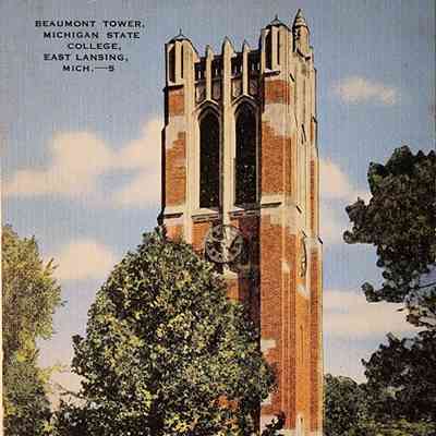 Beaumont Tower, Michigan State College, East Lansing, Mich., Postcard