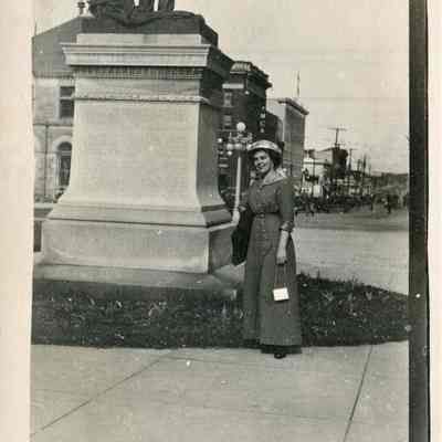 Woman with Blair Monument RPPC