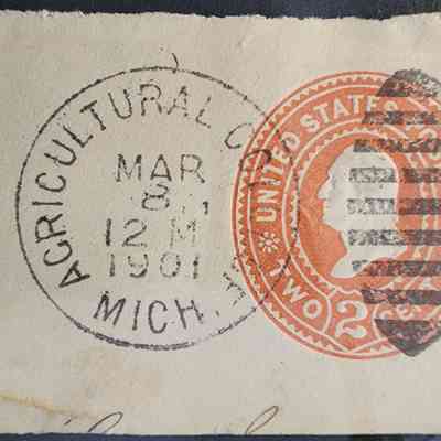 Agricultural College, Mich., 1901, Postmark Clip