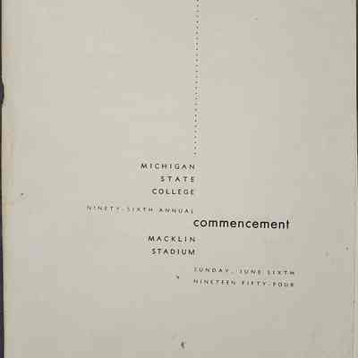 Michigan State College 1954 Commencement Program