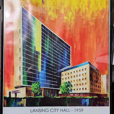 Lansing City Hall, 1959, Poster Print of Architectural Painting