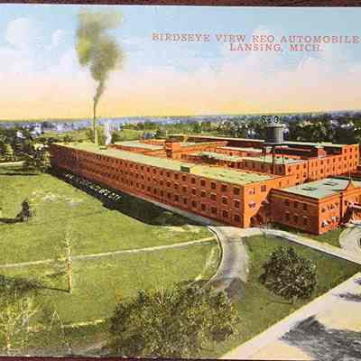 Birdseye View REO Automobile Works, Lansing, Mich. Postcard