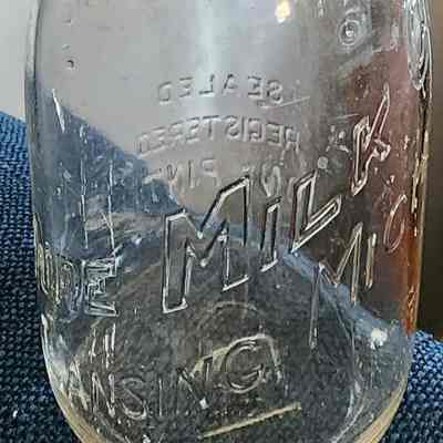 Pure Milk Co. Embossed Pint Milk Bottle
