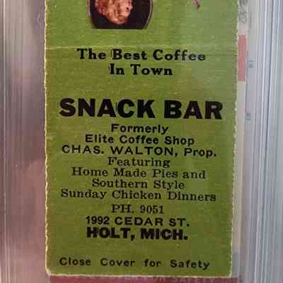 Snack Bar, Holt, Mich., Matchbook