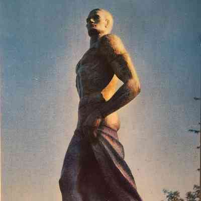 The Spartan Statue, "Sparty," Michigan State College, East Lansing, Michigan, Postcard